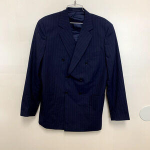NEW Duarte Madrid 100% Wool Button Up Long Sleeve Blazer Blue Size 54